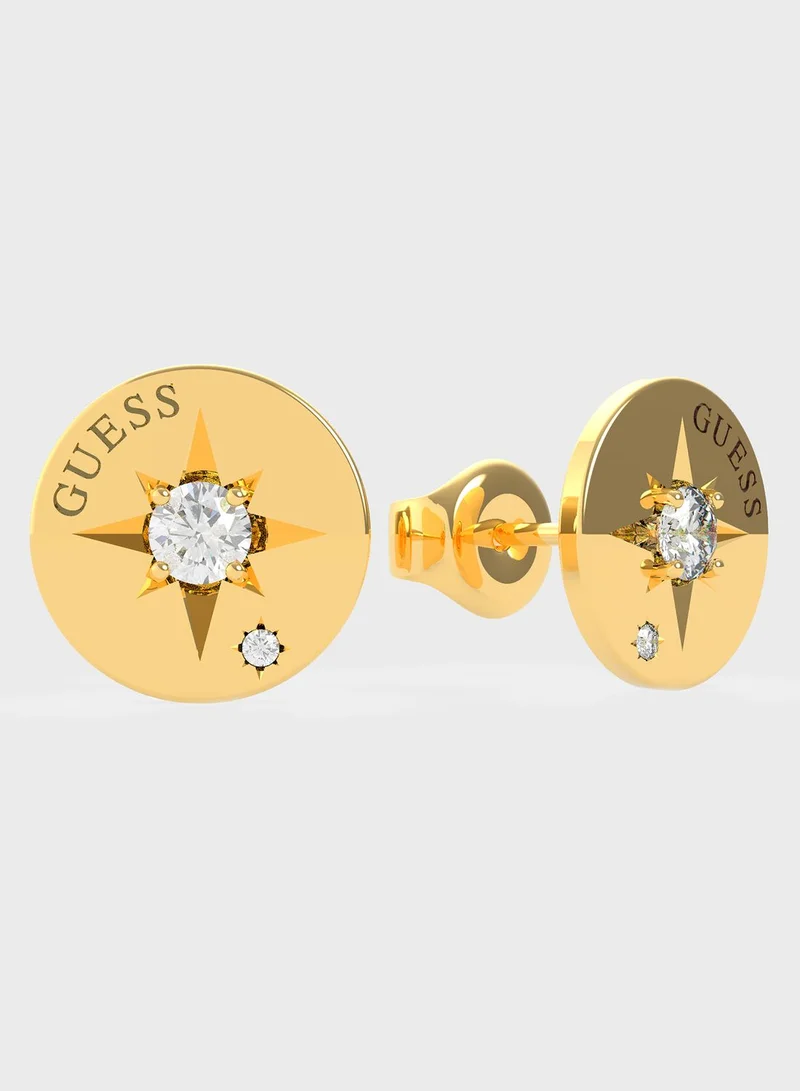 GUESS ENGR COMPASS&CRYSTAL STUD(GL)