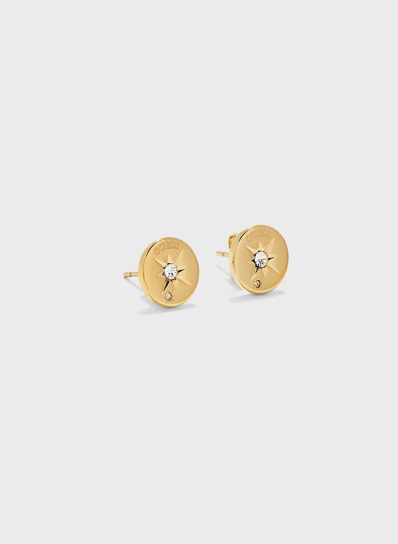 GUESS ENGR COMPASS&CRYSTAL STUD(GL)