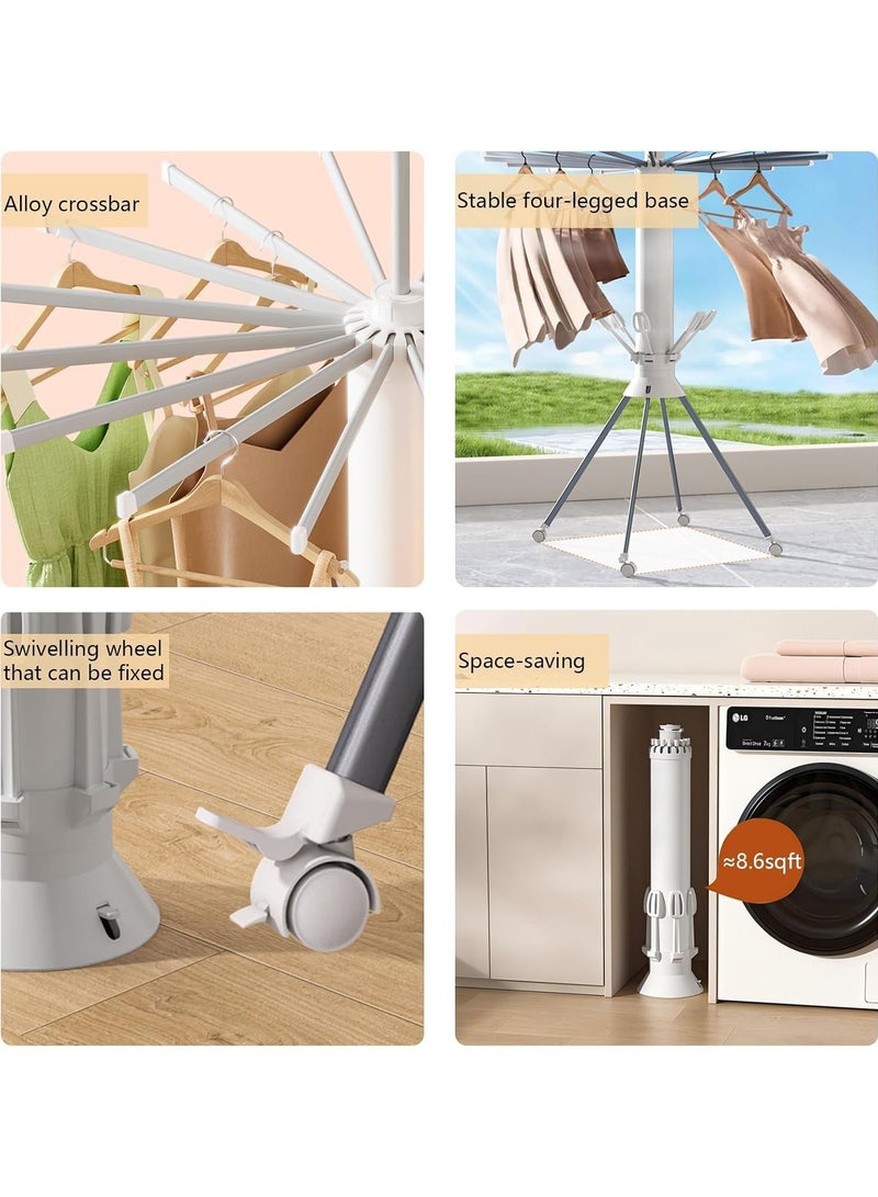 Bosidin All-in-one 360° Rotating Laundry Drying Stand | Premium Material Clothes Hanger | Space-Saving & Portable Clothes Drying Stand with Movable Rollers| Heavy Duty Cloth Octopus Rack for Indoor & Outdoor - Image 4