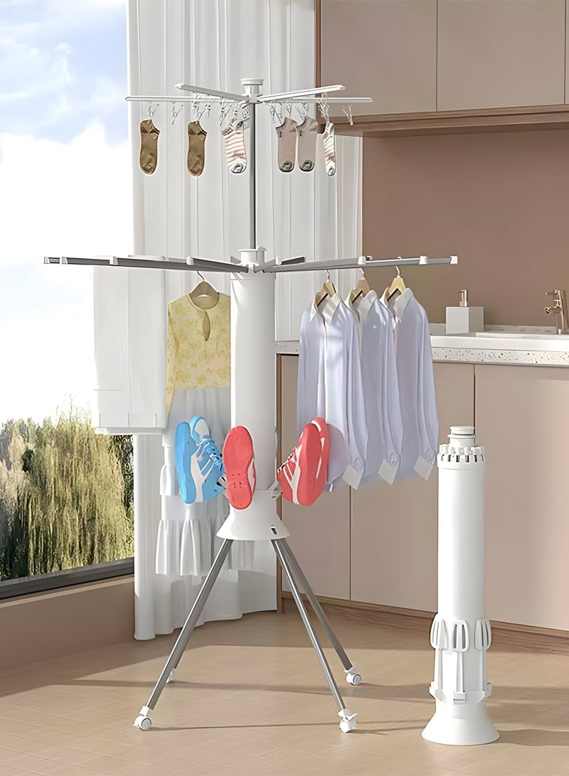 Bosidin All-in-one 360° Rotating Laundry Drying Stand | Premium Material Clothes Hanger | Space-Saving & Portable Clothes Drying Stand with Movable Rollers| Heavy Duty Cloth Octopus Rack for Indoor & Outdoor - Image 3