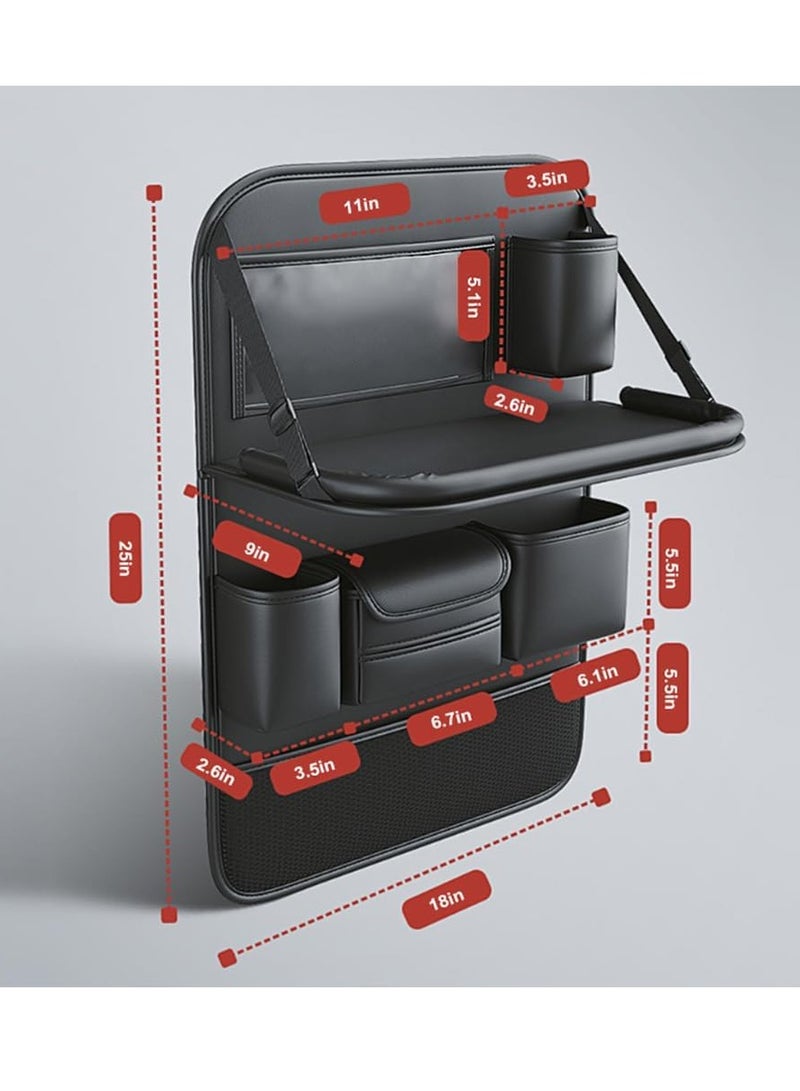 عام [ترقية 2024] منظم المقعد الخلفي للسيارة من الجلد - [تصميم جلدي فاخر] 7 جيوب تخزين محسنة، مثالية للأطفال والإلكترونيات، ملائمة عالمية للأجهزة اللوحية والهواتف (أسود) - Image 2