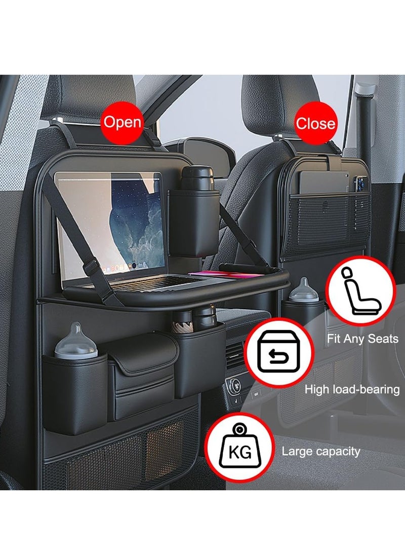 عام [ترقية 2024] منظم المقعد الخلفي للسيارة من الجلد - [تصميم جلدي فاخر] 7 جيوب تخزين محسنة، مثالية للأطفال والإلكترونيات، ملائمة عالمية للأجهزة اللوحية والهواتف (أسود) - Image 3