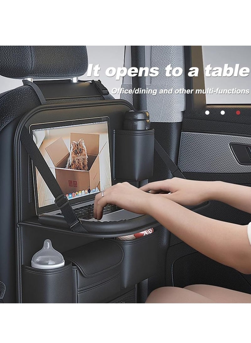 عام [ترقية 2024] منظم المقعد الخلفي للسيارة من الجلد - [تصميم جلدي فاخر] 7 جيوب تخزين محسنة، مثالية للأطفال والإلكترونيات، ملائمة عالمية للأجهزة اللوحية والهواتف (أسود) - Image 4