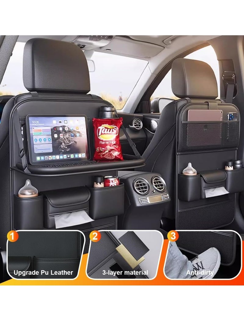 عام [ترقية 2024] منظم المقعد الخلفي للسيارة من الجلد - [تصميم جلدي فاخر] 7 جيوب تخزين محسنة، مثالية للأطفال والإلكترونيات، ملائمة عالمية للأجهزة اللوحية والهواتف (أسود) - Image 5