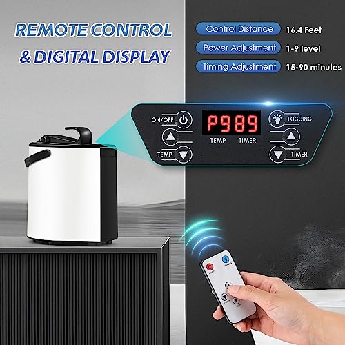 Hapyvergo Sauna Steamer Machine 3L, Portable Sauna for Home Spa with Remote Control, Fogging Function, 304# SUS Sauna Steam Pot Generator 800W Rapid Heat Steam with Temp and Timer Digital Display - Image 2