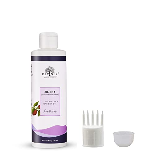 Devinez Jojoba Cold Pressed Oil- (250ml) with Flip-Top Cap and White Hair Applicator 100% Natural Oil, For Skincare, For Haircare, Scalp Massage & Dry Skin - Image 1