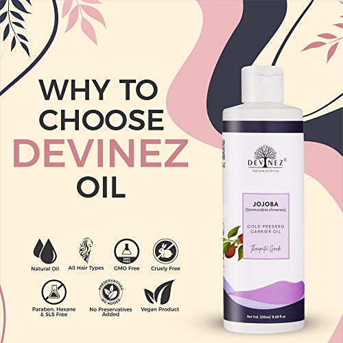 Devinez Jojoba Cold Pressed Oil- (250ml) with Flip-Top Cap and White Hair Applicator 100% Natural Oil, For Skincare, For Haircare, Scalp Massage & Dry Skin - Image 2