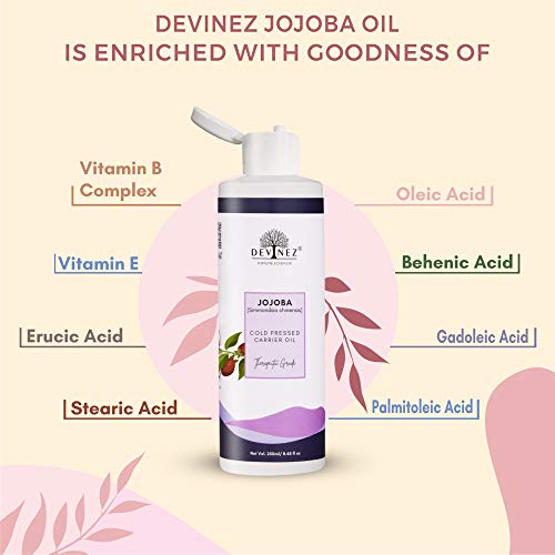 Devinez Jojoba Cold Pressed Oil- (250ml) with Flip-Top Cap and White Hair Applicator 100% Natural Oil, For Skincare, For Haircare, Scalp Massage & Dry Skin - Image 5