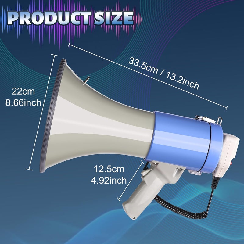 Loudmore 50 Watt Megaphone Bullhorn with Detachable Microphone, 240s Recording and Siren - Perfect for Indoor/Outdoor Sporting Events and Crowd Control - Image 2