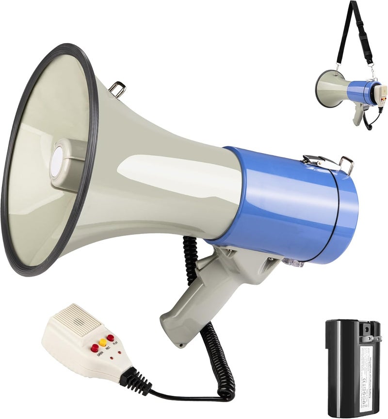 Loudmore 50 Watt Megaphone Bullhorn with Detachable Microphone, 240s Recording and Siren - Perfect for Indoor/Outdoor Sporting Events and Crowd Control - Image 1