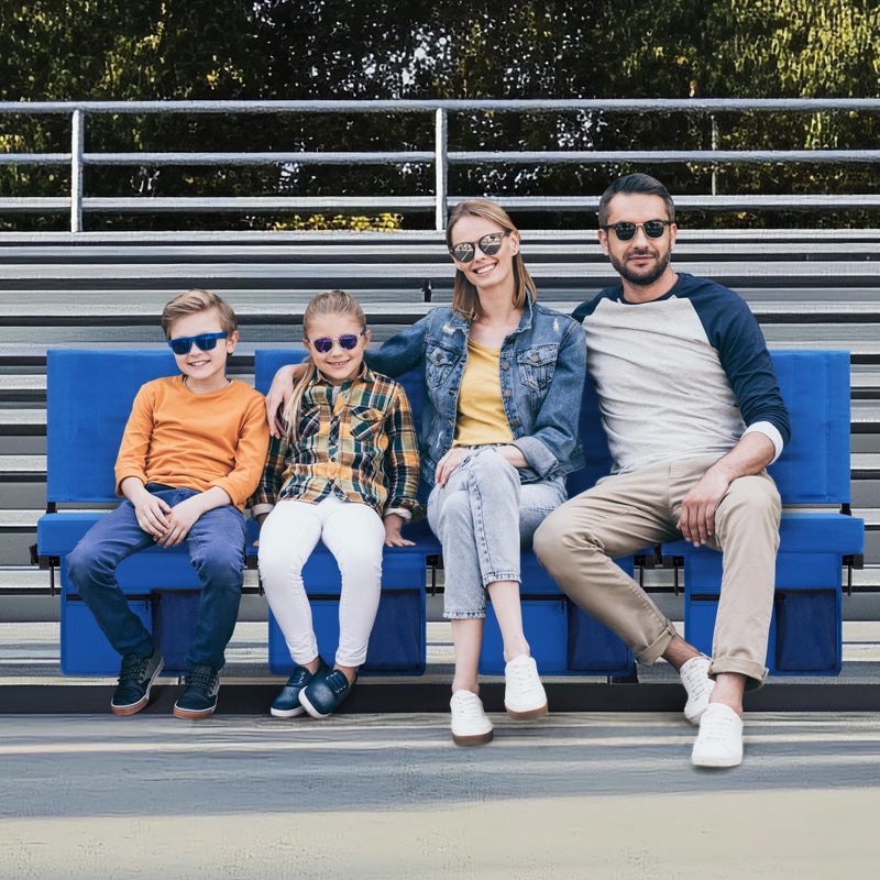 Aliphon Stadium Seat for Bleachers with Back Support and Cushion, Bleacher Seats with Shoulder Strap and Cup Holder, Padded Portable Folding Comfort Stadium Chair, for Sports Events, Blue (1pcs) - Image 3