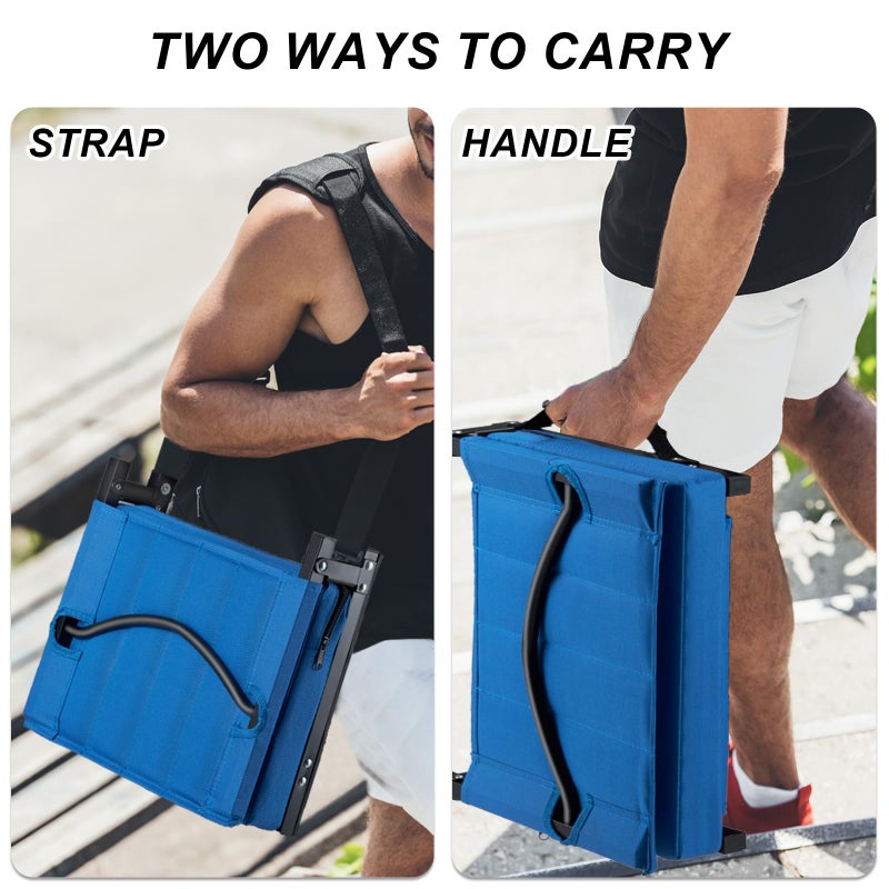 Aliphon Stadium Seat for Bleachers with Back Support and Cushion, Bleacher Seats with Shoulder Strap and Cup Holder, Padded Portable Folding Comfort Stadium Chair, for Sports Events, Blue (1pcs) - Image 5