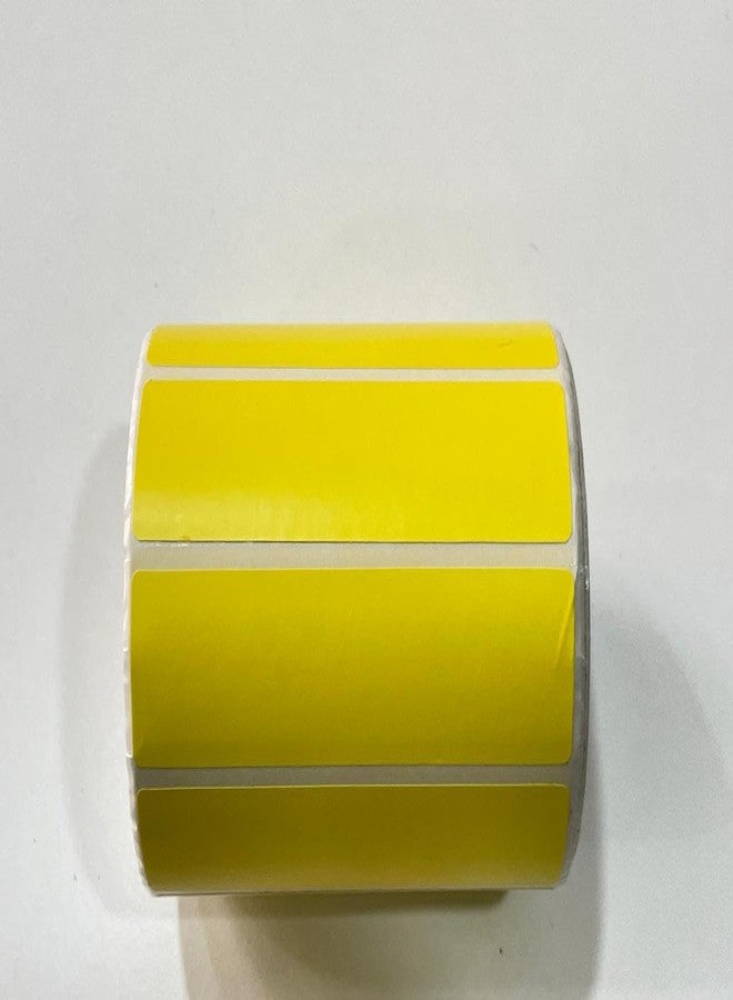 OMX, Yellow Color, 100mm x 25mm Chromo Barcode Label Sticker 1up Sticker - 4 x 1 inches - 1000 Labels Per Roll - Self Adhesive Sticker for Printing Barcoding (Ribbon Required) - Image 1