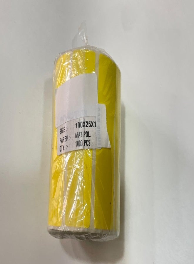 OMX, Yellow Color, 100mm x 25mm Chromo Barcode Label Sticker 1up Sticker - 4 x 1 inches - 1000 Labels Per Roll - Self Adhesive Sticker for Printing Barcoding (Ribbon Required) - Image 5