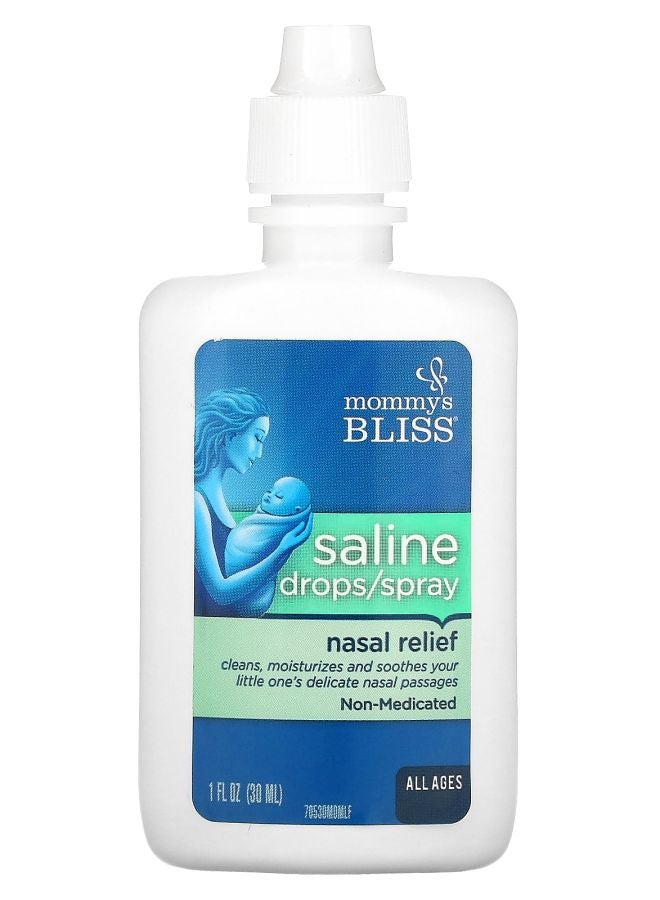 Mommy's Bliss Saline Drops/Spray Nasal Relief All Ages 1 fl oz (30 ml)