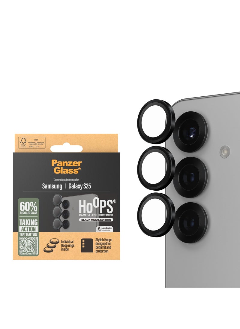 PanzerGlass PanzerGlass Hoops Samsung Galaxy S25 Camera Lens Protector, Scratch & Shock Resistant, Easy Installation, Ultra-Thin Tempered Glass, Galaxy S24/S25 Case Friendly, Black  - Image 1