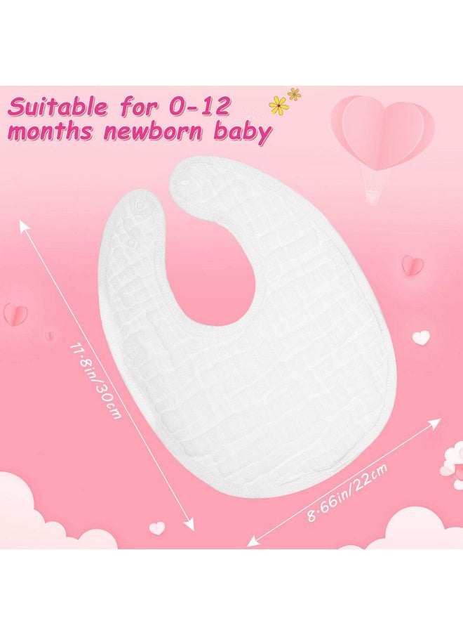 Tatuo - Tatuo 10 Pieces Muslin Baby Bibs Cotton Burping Cloth Bulk Adjustable Newborn Bandana Drool Bibs for Baby Boy Girl(White) - Image 1
