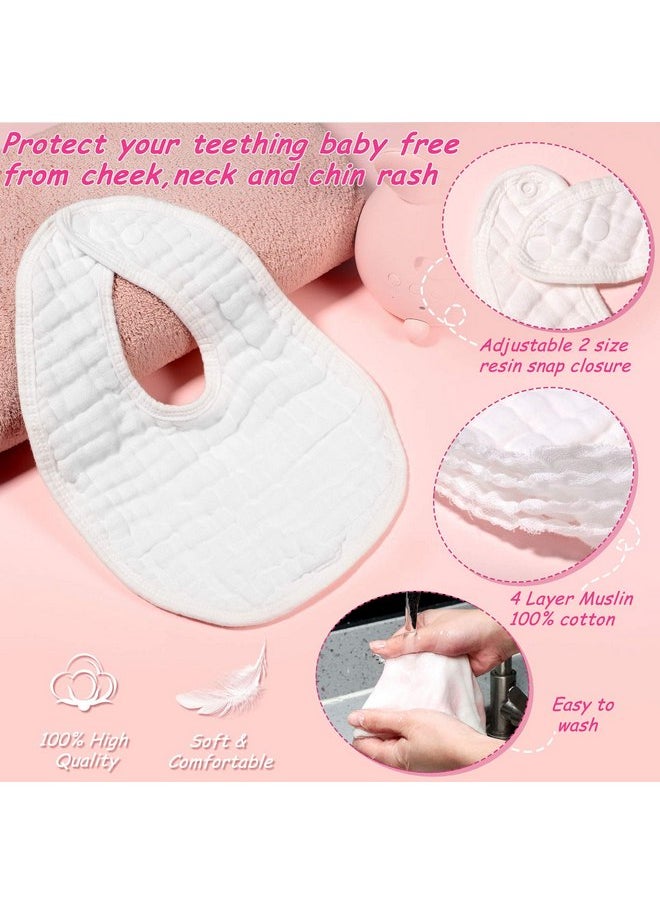 Tatuo - Tatuo 10 Pieces Muslin Baby Bibs Cotton Burping Cloth Bulk Adjustable Newborn Bandana Drool Bibs for Baby Boy Girl(White) - Image 1