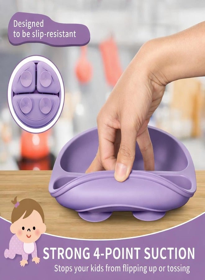 Tony Stark Baby Feeding Set Silicone Tableware with Suction Plate, Bowl, Spoon & Fork for Babies | BPA-Free, Non-Toxic, Food Grade (Lavender) - Image 4