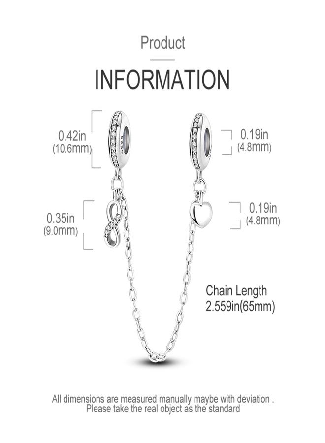 LNQOBU 925 Sterling silver Safety Chain for Bracelet,Family Forever Safety Chain Charm for Bracelet Stopper Spacer Charm Clip Charms Dangle Pendants Beads Jewelry Gift for Women - Image 3
