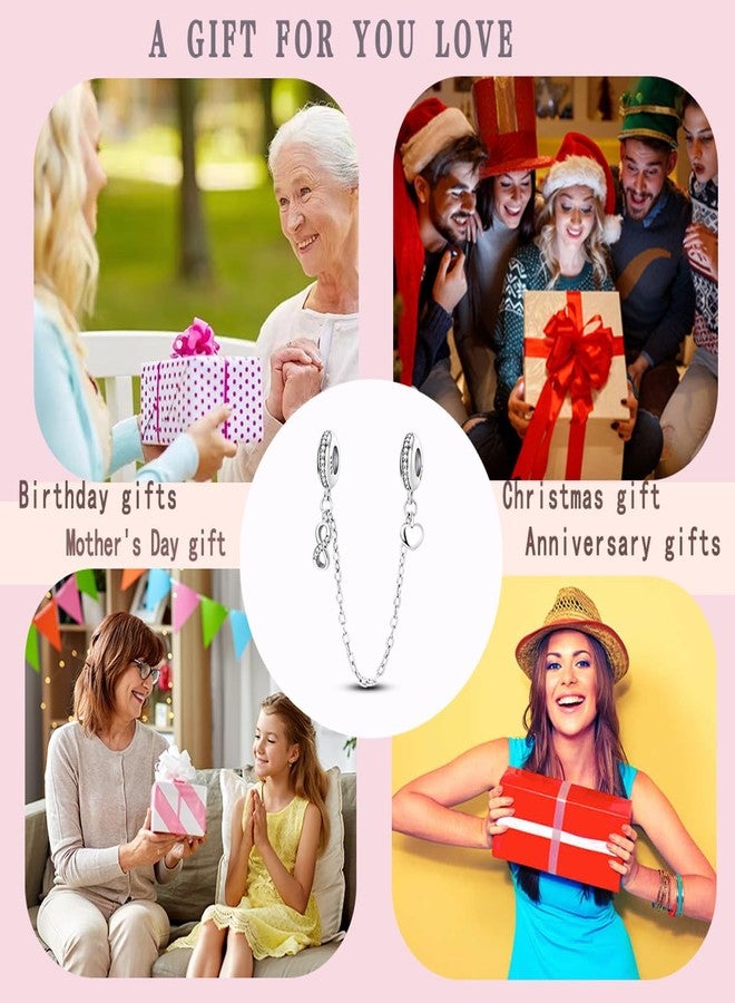 LNQOBU 925 Sterling silver Safety Chain for Bracelet,Family Forever Safety Chain Charm for Bracelet Stopper Spacer Charm Clip Charms Dangle Pendants Beads Jewelry Gift for Women - Image 5