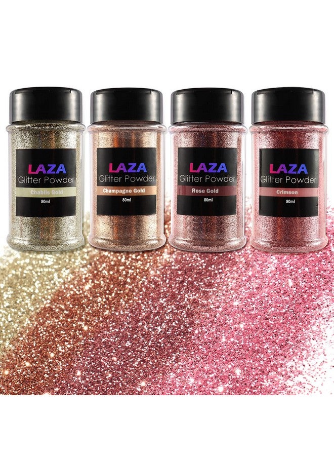 لازا مسحوق بريق فائق النعومة من سبرينج 4 ألوان 320 مل ترتر حرفي لامع وذهبي وردي للحيوانات الأليفة بريق ناعم جدًا للزهور من الراتنج وفنون الأظافر تزيين بهلوان الإيبوكسي وحفلات الزفاف وكؤوس النبيذ باللون الوردي والذهبي - Image 1