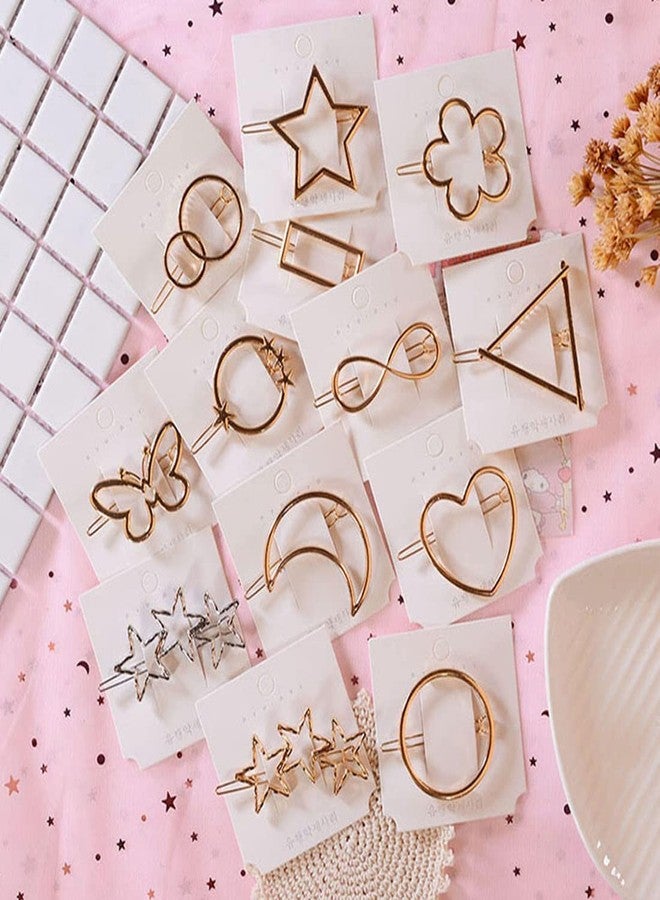 DealFry Hair Clip Korean Fashion Minimalist Metal Gold Barrettes for Women/Girl, Geometric Design Random shape Snap Hairpins Headwear Accessories Styling Tool for Party Wedding (12 Pcs) - Image 5