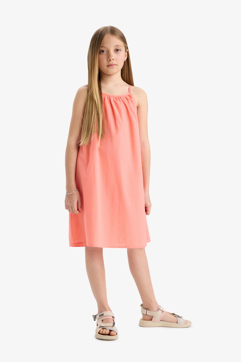 DeFacto Pink Girl Girl A Cut Cotton Suspender Dress Casual - Image 2