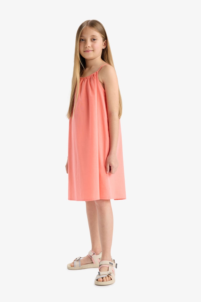 DeFacto Pink Girl Girl A Cut Cotton Suspender Dress Casual - Image 3