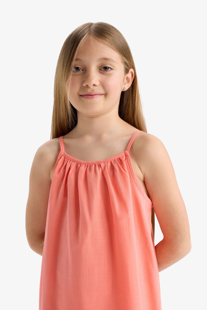 DeFacto Pink Girl Girl A Cut Cotton Suspender Dress Casual - Image 4