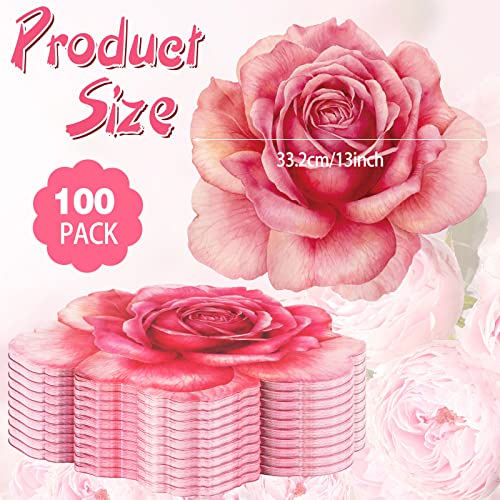Sinmoe 100 Pack Disposable Paper Placemats Bulk 13 Inch Paper Placemats Disposable Charger Plates Table Place Mats for Dinner Wedding Birthday Summer Spring Party Dinner Tableware(Rose Flower) - Image 2