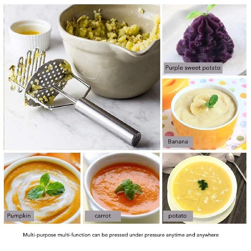 Glitzn Pav bhaji Potato Vegetable Smasher 2 Layer Potato Masher Stainless Steel Potato Masher Pav Bhaji MasherDual Layer Potato Smasher - Image 5