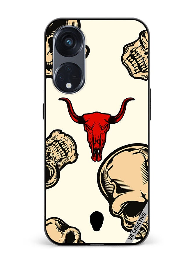 VR CREATIVE Protective Case Cover For Oppo Reno8 T 5G Skulls Design Multicolour - Image 1