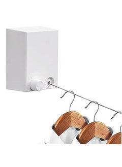 Generic Retractable Clothesline Heavy Duty Clothes Drying Laundry Line Indoor Outdoor Wall Mounted Clothes Dryer Rope Clothing Retracting Adjustable Stainless Steel Line 14 Feet (White SIngles Line)  - Image 1