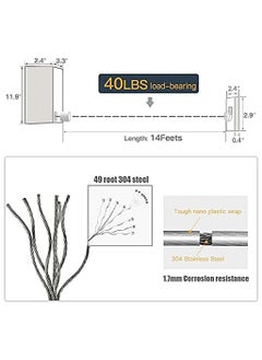 Generic Retractable Clothesline Heavy Duty Clothes Drying Laundry Line Indoor Outdoor Wall Mounted Clothes Dryer Rope Clothing Retracting Adjustable Stainless Steel Line 14 Feet (White SIngles Line)  - Image 4