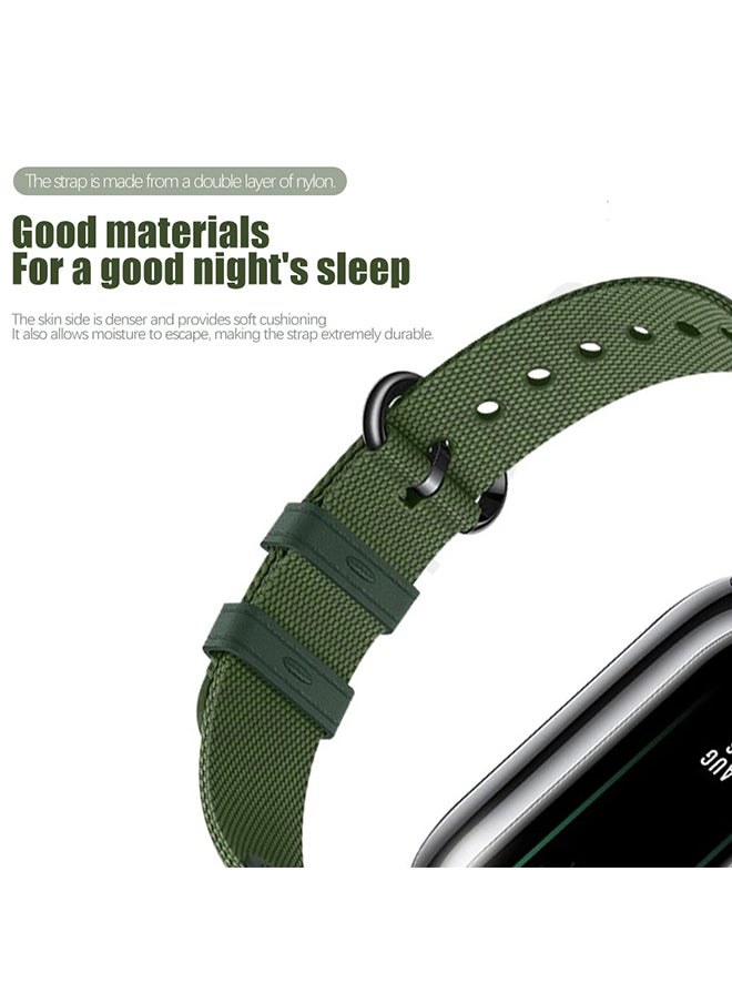 O Ozone Straps Compatible with Xiaomi Mi Band 8, Nylon&Leather Adjustable Breathable Sports Watch Strap Replacement Wristband For Men Women - Black  - Image 5