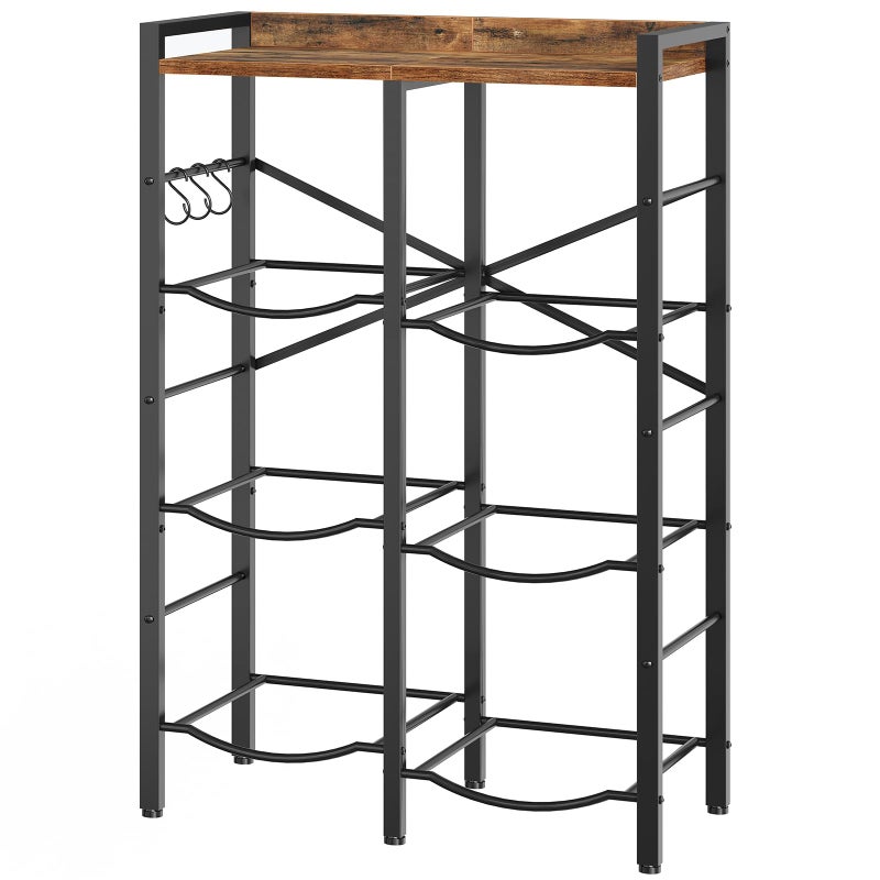 HOOBRO 5 Gallon Water Jug Holder 6 Bottles, Water Jug Rack, 3 Tier Water Bottle Holder with X-Shape Reinforcement, for Kitchen, Living Room, Office, Rustic Brown and Black BF03ST01 - Image 1