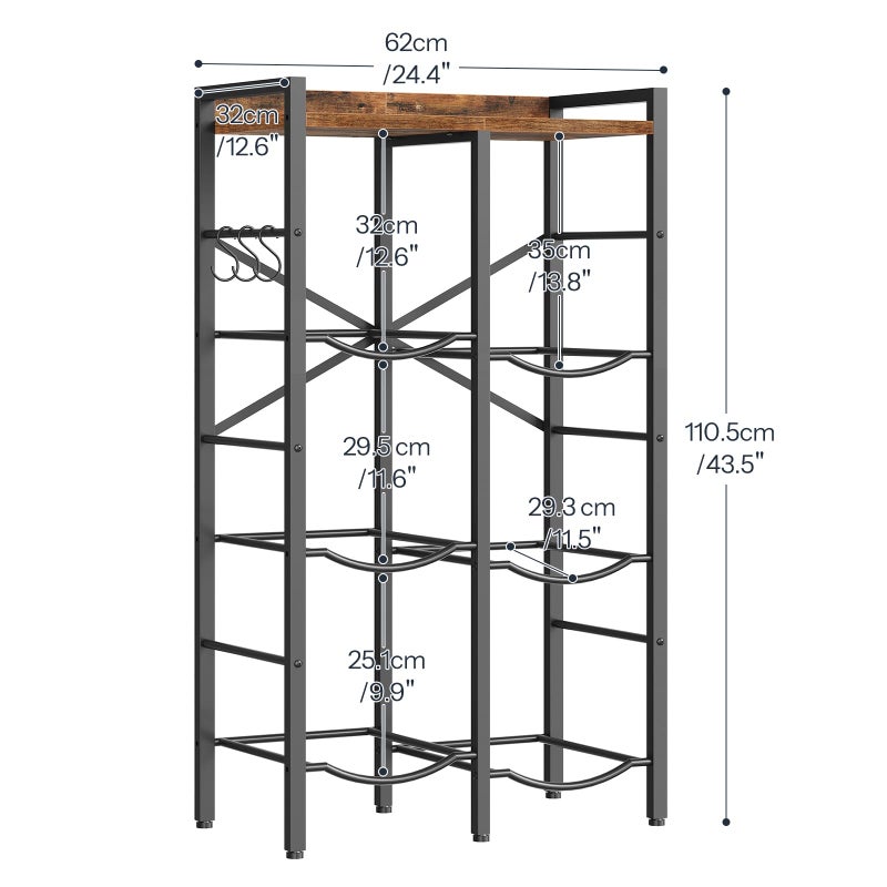 HOOBRO 5 Gallon Water Jug Holder 6 Bottles, Water Jug Rack, 3 Tier Water Bottle Holder with X-Shape Reinforcement, for Kitchen, Living Room, Office, Rustic Brown and Black BF03ST01 - Image 4