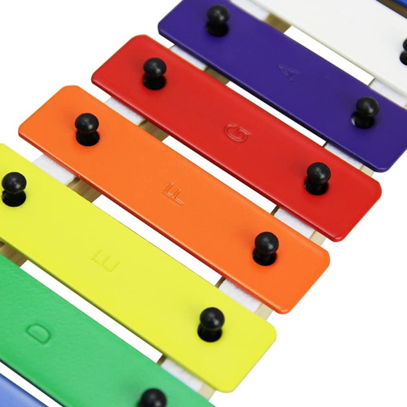 Wooden 8 Tone Xylophone with Colorful Metal Keys and Natural Wood Frame - Image 3