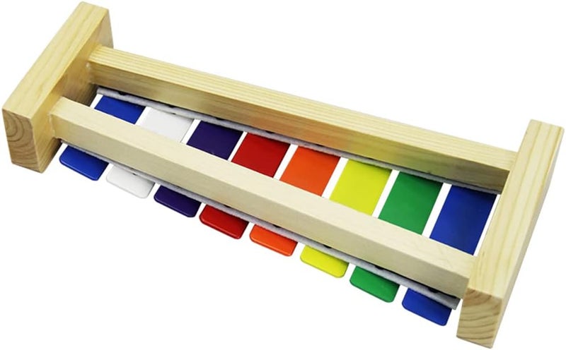 Wooden 8 Tone Xylophone with Colorful Metal Keys and Natural Wood Frame - Image 4