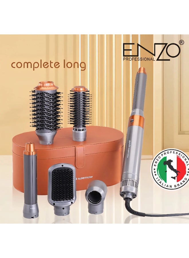 ENZO EN-4133 6 In 1 Professional Hot Air Styler Hair Dryer Brush | Hair Curler, Straightener, Volumizer & Smoothing Brush | Multi Styling Tool for Women - Image 2