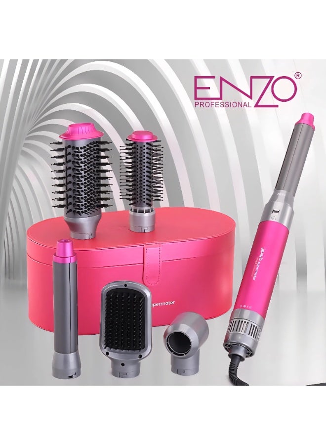 ENZO EN-4133 6 In 1 Professional Hot Air Styler Hair Dryer Brush | Hair Curler, Straightener, Volumizer & Smoothing Brush | Multi Styling Tool for Women - Image 1