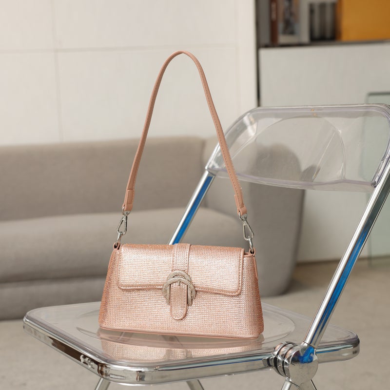 Fashion Women'S Bag Fashion Rhinestone Underarm Bag Urban Simple All-Match Shoulder Slung French Stick Bag - Image 1