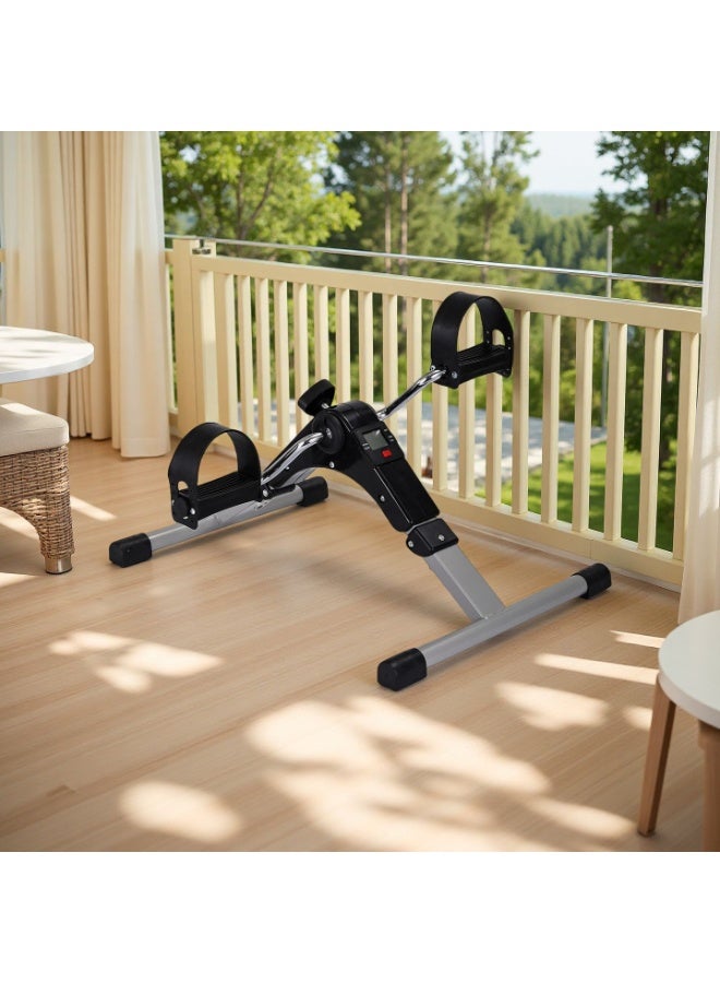 Generic Mini Pedal Exerciser, Folding Exercise Bike with Adjustable Resistance and Digital Display for Arm/Leg Exercise and Physiotherapy at Home, Portable Desk Pedal Cycle for Adults & Seniors (Black)  - Image 5