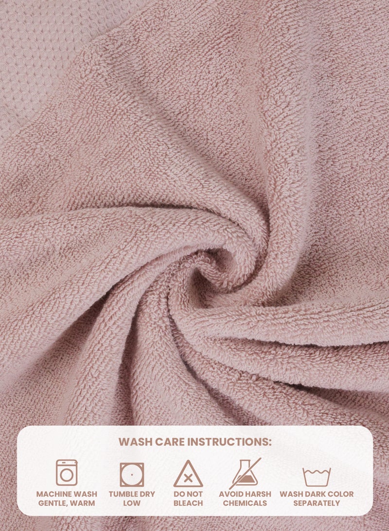 REZLAN UAE REZLAN 2-Piece Luxury Bath Towel Set - 100% Premium Cotton (70x144 cm / 27x57 inches) - PINK  - Image 3