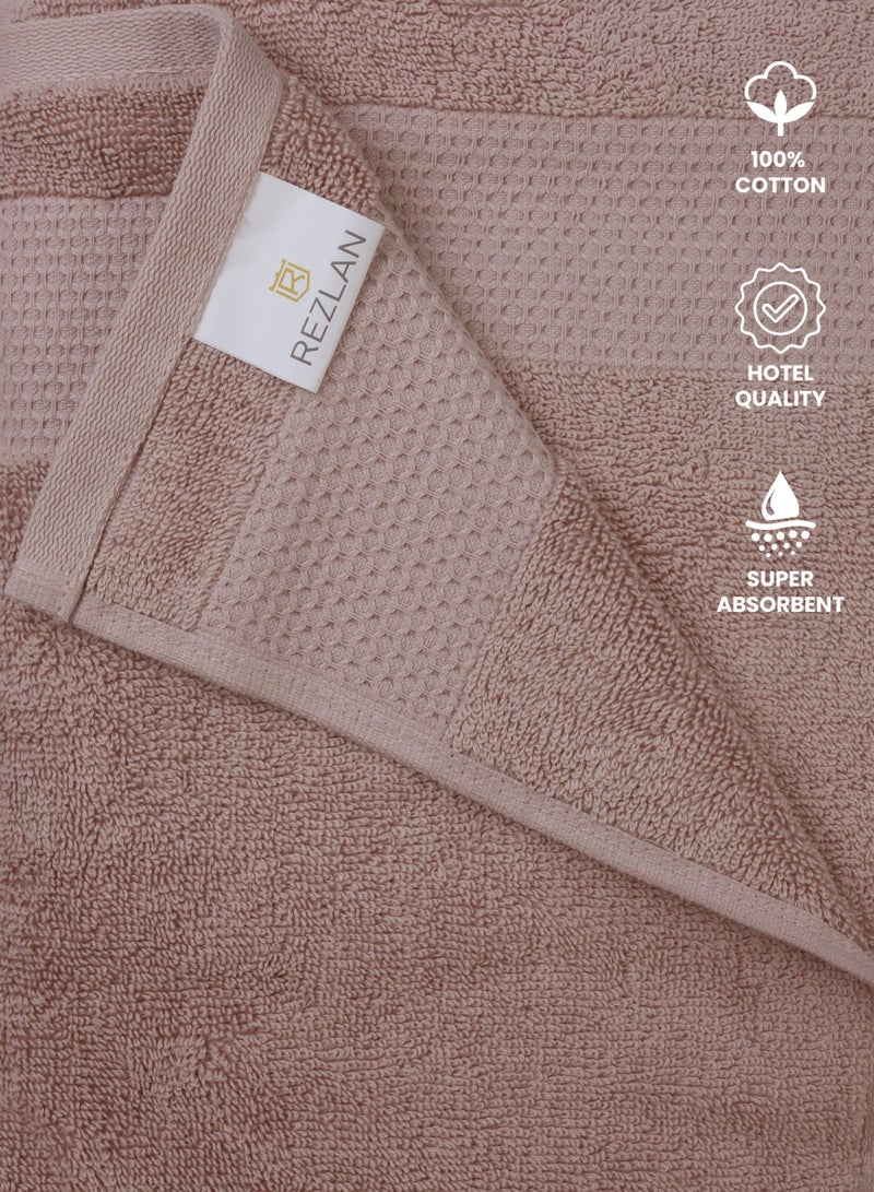 REZLAN UAE REZLAN 2-Piece Luxury Bath Towel Set - 100% Premium Cotton (70x144 cm / 27x57 inches) - PINK  - Image 5
