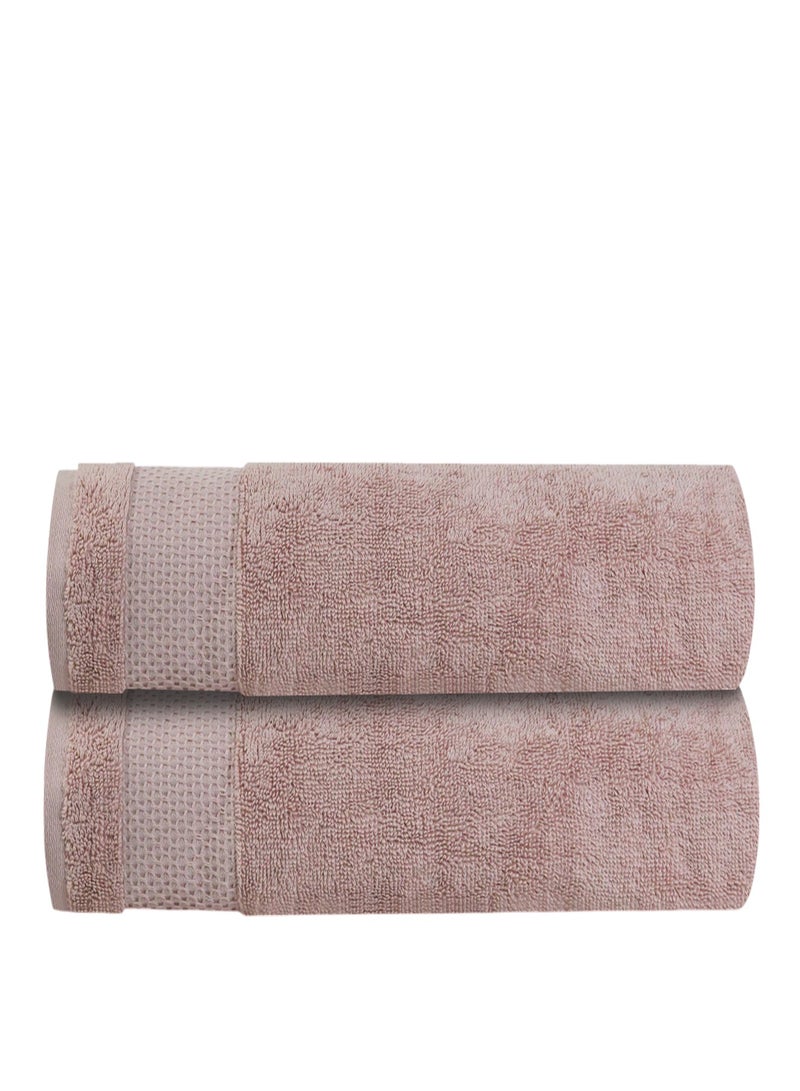 REZLAN UAE REZLAN 2-Piece Luxury Bath Towel Set - 100% Premium Cotton (70x144 cm / 27x57 inches) - PINK  - Image 1