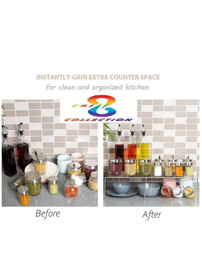 12FOR COLLECTION Stainless Steel Multipurpose Dish Rack/Storage Shelves for Kitchen Cabinets/Plate Stand/Utensil Rack (Silver) Chrome Finish. - Image 2