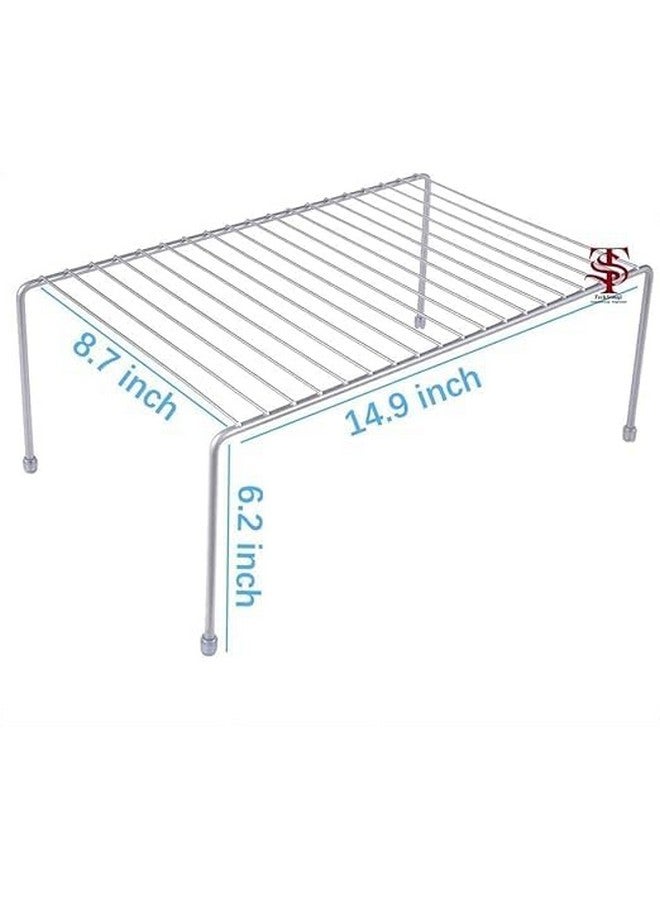 12FOR COLLECTION Stainless Steel Multipurpose Dish Rack/Storage Shelves for Kitchen Cabinets/Plate Stand/Utensil Rack (Silver) Chrome Finish. - Image 3