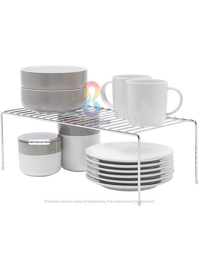12FOR COLLECTION Stainless Steel Multipurpose Dish Rack/Storage Shelves for Kitchen Cabinets/Plate Stand/Utensil Rack (Silver) Chrome Finish. - Image 1